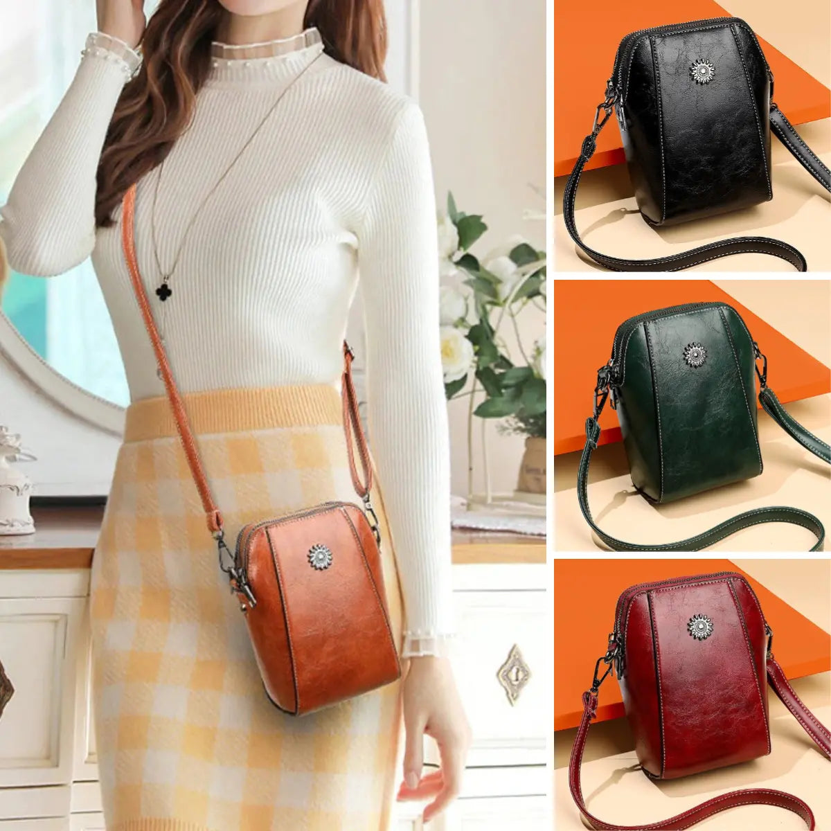 🔥👜 [Oferta Flash] 💖 Nuevo Bolso Multifunción 2026: Mini Bandolera de Piel Genuina, Elegante y Compacta.