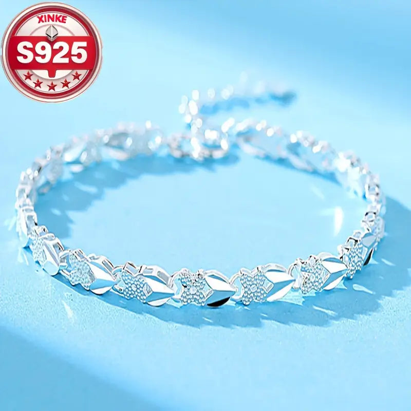😀👉【Kup jeden, drugi gratis】💖🍀Damska bransoletka ze srebra próby 925 z motywem czterolistnej koniczyny, Love New Fashion