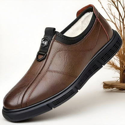 【39-44】Nowe męskie buty zimowe, wykonane z wodoodpornej skóry i bawełnianej tkaniny, z polarową podszewką.