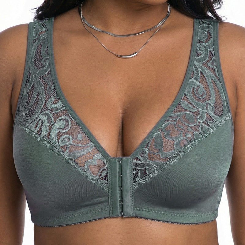 💖Vrijemenski najniža cijena【Set od 3 dijela】【L-4XL】😍🩲Plus size push-up grudnjak, prekrasna čipka, push-up i šuplji dizajn, kopčanje sprijeda
