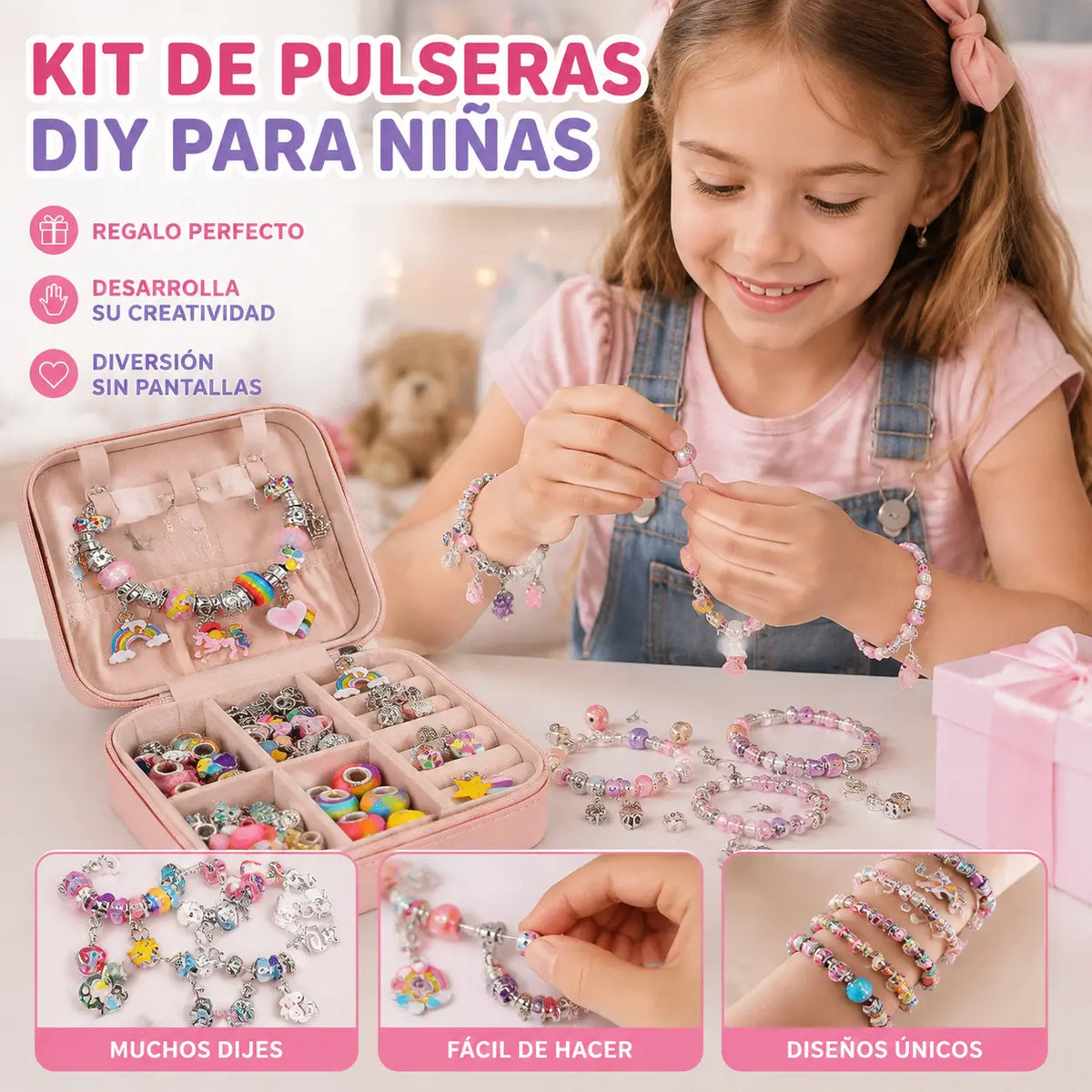 ✨Conjunto de pulseras de dibujos animados para niños, joyería creativa hecha a mano