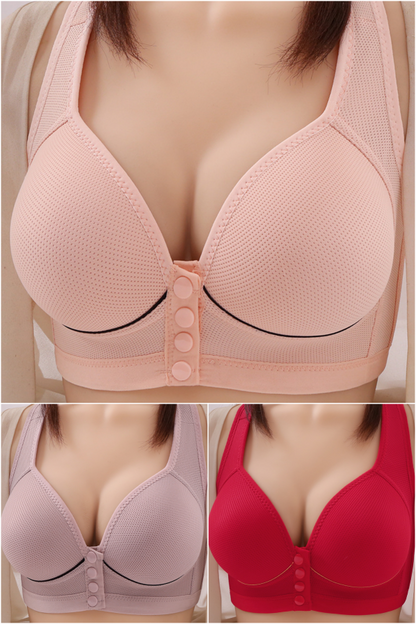 🔥👙【40-120 kg】【Conjunto de 3 piezas】✨ Sujetador sin aros con cierre frontal y alta sujeción para mujer, tallas grandes
