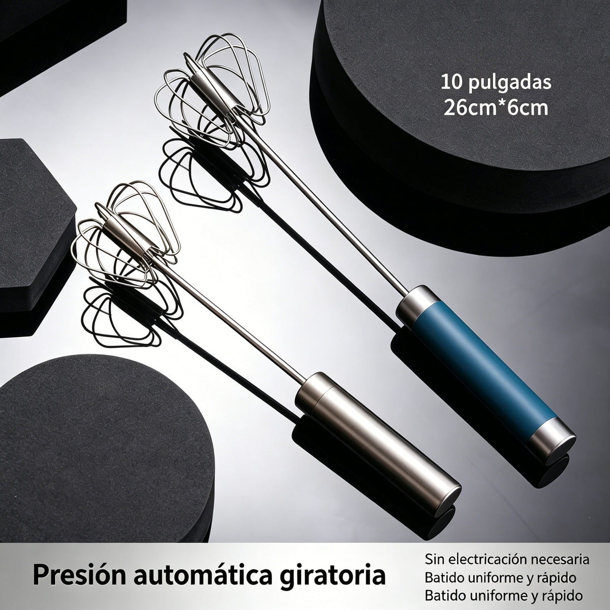 27€【 Conjunto de 2 piezas】Batidor de huevos semiautomático de acero inoxidable