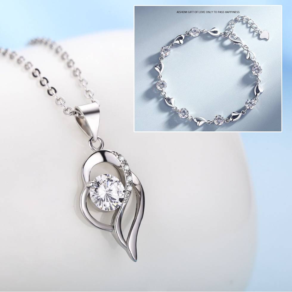 ✨✨【Купете 1, вземете 1 безплатно】💎Комплект гривна + колие "Сърцето на океана" от сребро 925