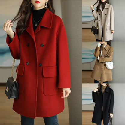 🌈🩰 ( 40-100KG ) Ostatni dzień, 49% zniżki: Nowy dwustronny płaszcz z wełny kaszmirowej