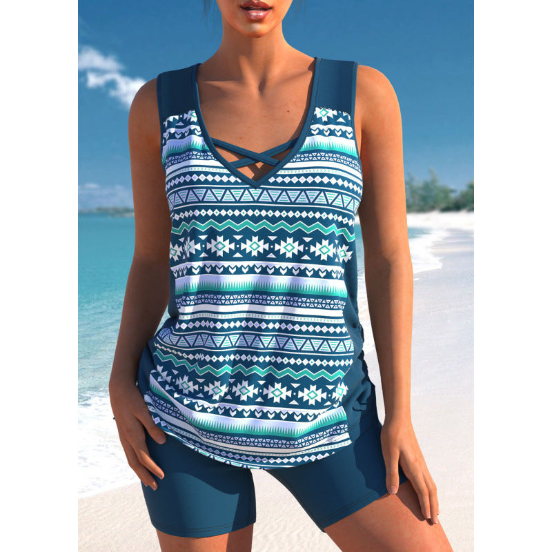 👙【S-5XL】Ženski dvodijelni elastični kupaći kostim s printom, brzosušeći