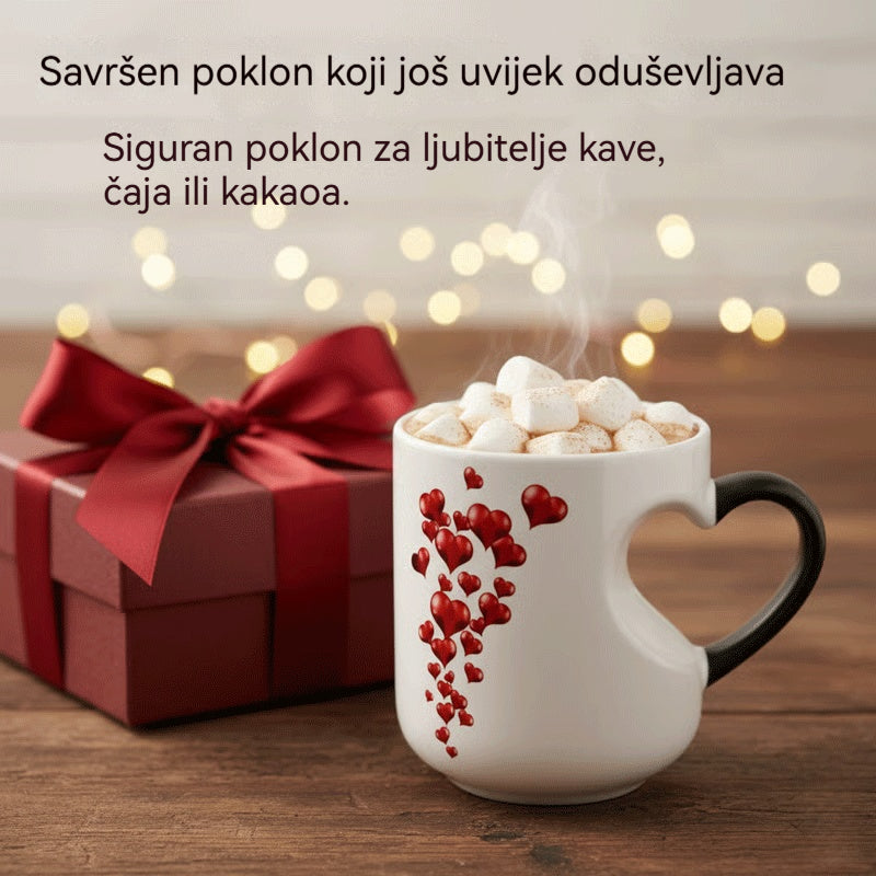 📢📢50% popusta - Valentinova keramička šalica s ručkom u obliku srca koja mijenja boju 💝✨