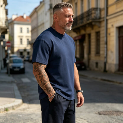 Ljetna muška ležerna jednobojna trenirka [majica kratkih rukava + kratke hlače], prikladna za opuštanje kod kuće i vježbanje.