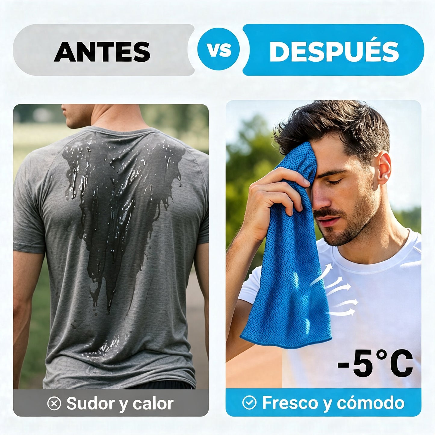 🎁 Compra 1 y llévate 1 gratis: 2 unidades por 29€ 🧊 Toalla refrescante instantánea con estuche de silicona de regalo – frío al instante, reutilizable y lista para cualquier aventura ✨