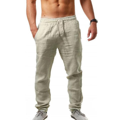 💥👖【S-4XL】 2025 nové letní pánské volné prodyšné neformální sportovní kalhoty z bavlny a lnu💨 --3919186
