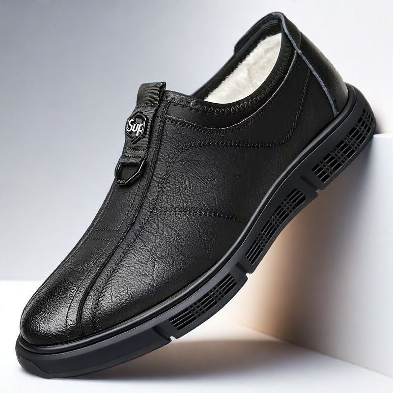 【39-44】Nowe męskie buty zimowe, wykonane z wodoodpornej skóry i bawełnianej tkaniny, z polarową podszewką.