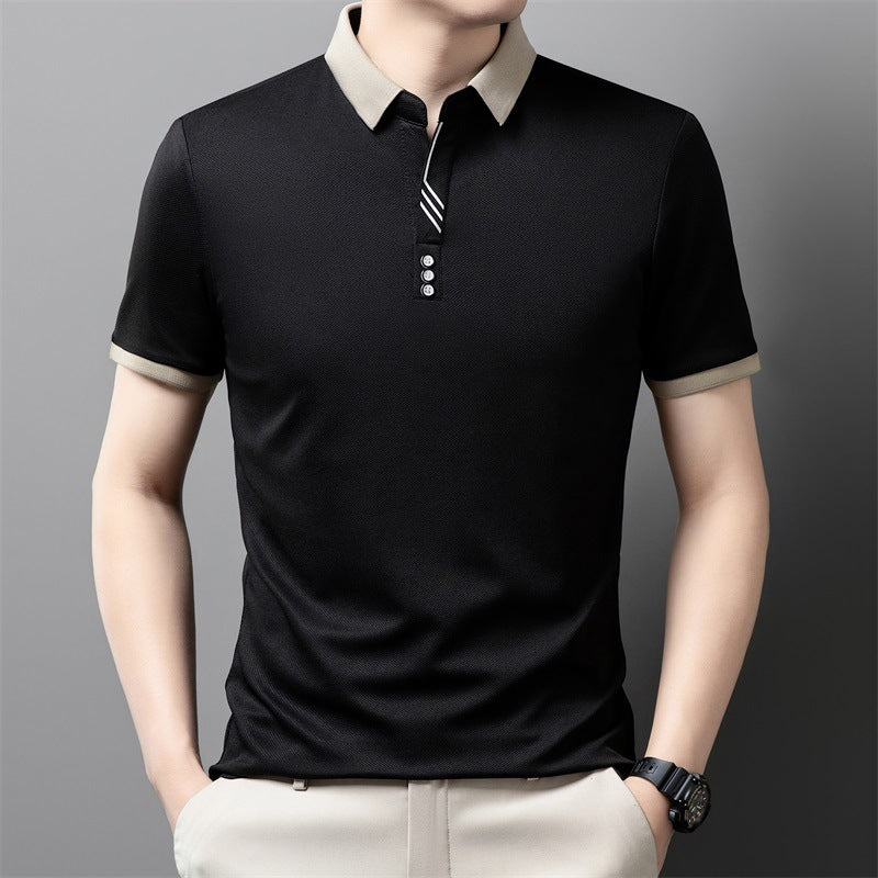 👔【M-4XL】Nova muška ležerna jednobojna poslovna majica kratkih rukava/polo majica s reverom, prozračna, iz 2026.