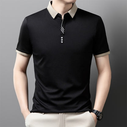 👔【M-4XL】Nova muška ležerna jednobojna poslovna majica kratkih rukava/polo majica s reverom, prozračna, iz 2026.