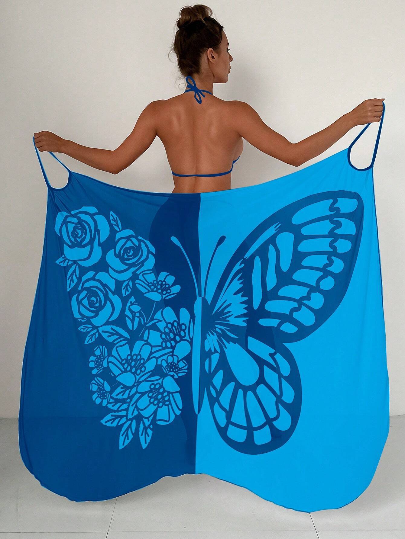 ✨【Nowy produkt ze zniżką】🦋🦋Nowe damskie szyfonowe narzutki przeciwsłoneczne z nadrukiem motyli na plażę 2025