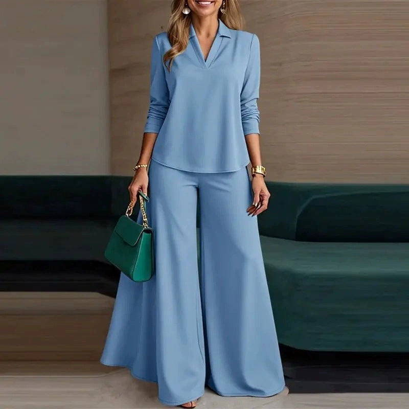 【40-120 kg】【S-5XL】👩‍💼Moderni ženski dvodijelni set✅Top + široke hlače