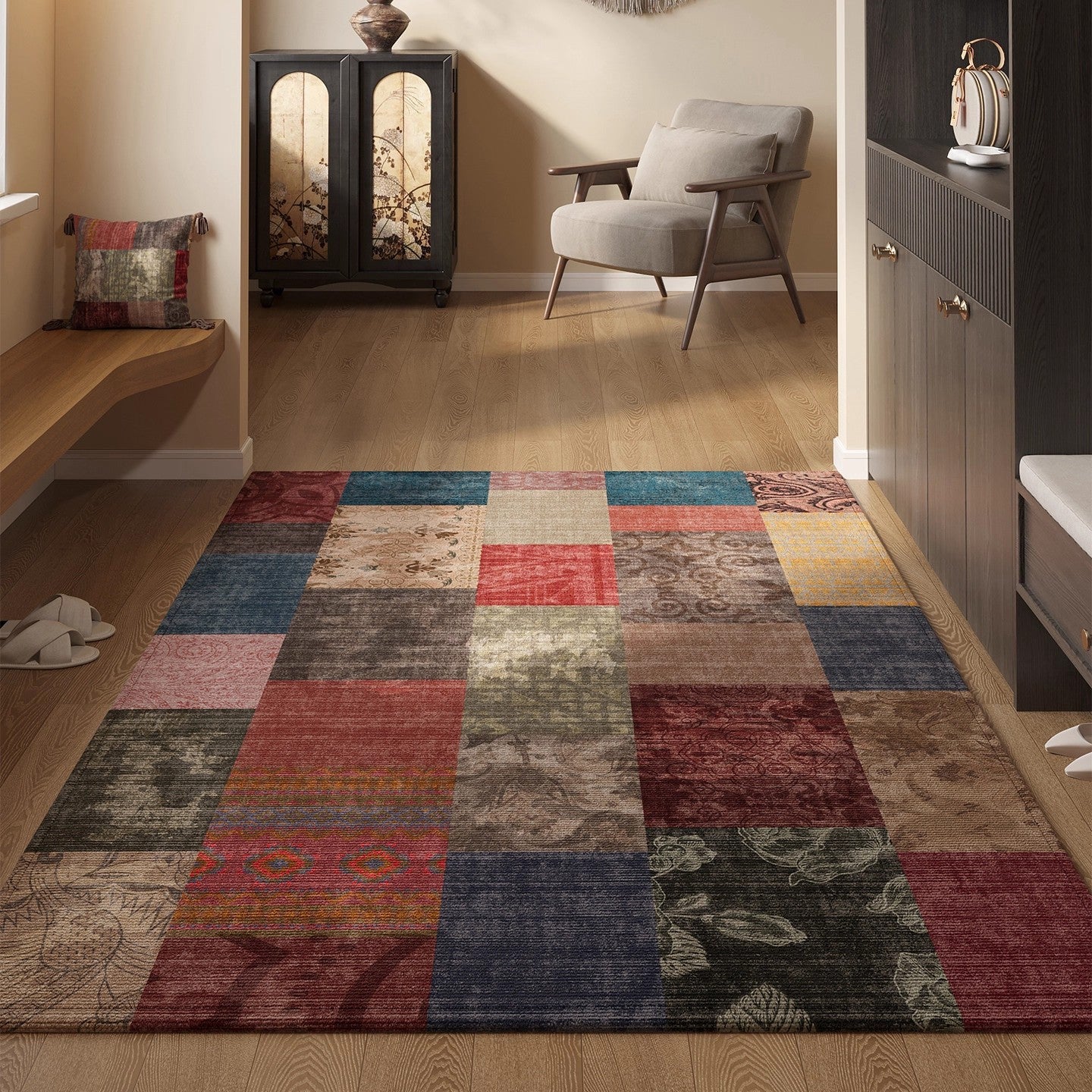 🔥✨【80*120 cm】Otirač za ulaz u perzijskom stilu, neklizajući i otporan na prašinu, kristalni baršun.