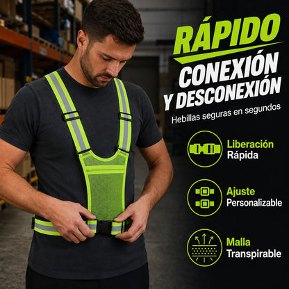 【🔥2 piezas】Chaleco reflectante de alta visibilidad, ajustable, con bolsillos, equipamiento seguro para correr.