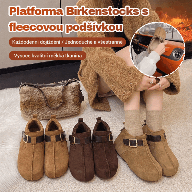 🍂👢🦶【35-40】2026 Nowe modne i uniwersalne codzienne buty śnieżne z podszewką z polaru, retro Birkenstocki z grubą podeszwą