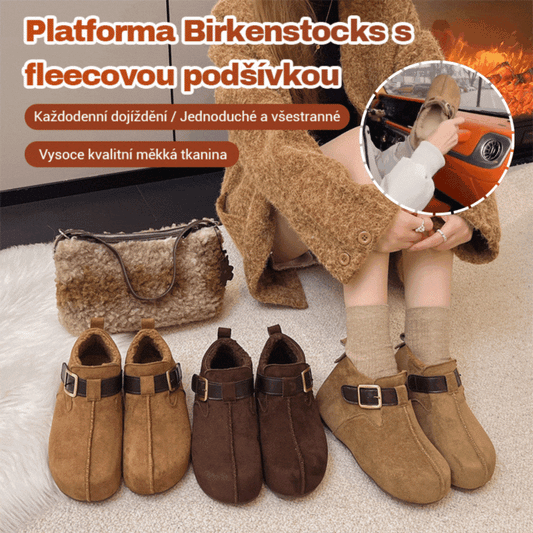 🍂👢🦶【35-40】2026 Nowe modne i uniwersalne codzienne buty śnieżne z podszewką z polaru, retro Birkenstocki z grubą podeszwą