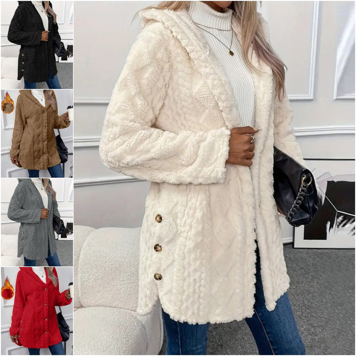 🔥【S-5XL】🍂☃️💖2025 Ženska jesensko/zimska dvostrana flis topla jakna s kapuljačom