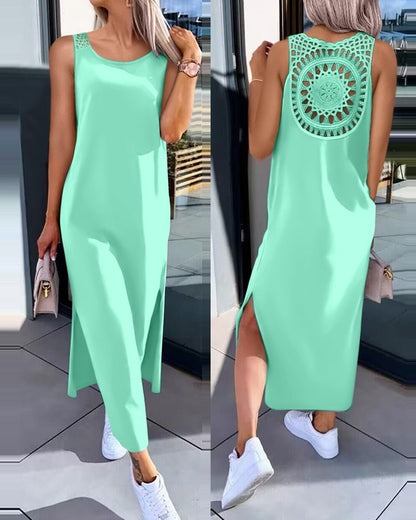 👗 50% popusta 🔥【40-100 kg】Haljina bez rukava za veće veličine s bočnim prorezom ✅️Plaćanje pouzećem