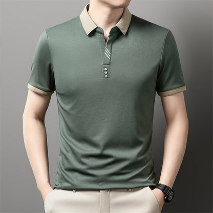 👔【M-4XL】Nova muška ležerna jednobojna poslovna majica kratkih rukava/polo majica s reverom, prozračna, iz 2026.