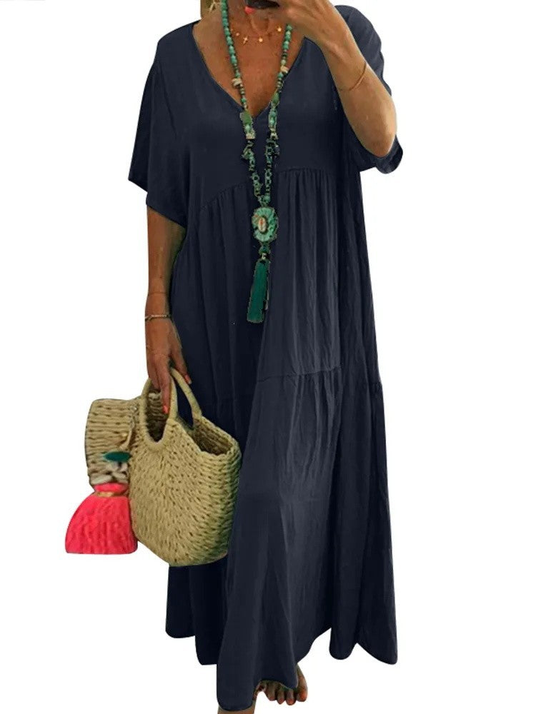 【Časově omezená sleva】👗【S-5XL】 Nová módní dlouhá sukně s výstřihem do V --3961566