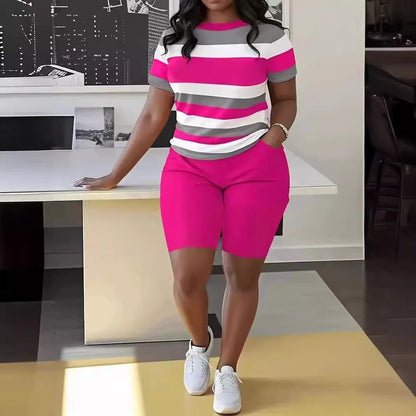 🌈😍【Promovare de produse noi】Costum casual în stil hip-hop (top + pantaloni scurți)