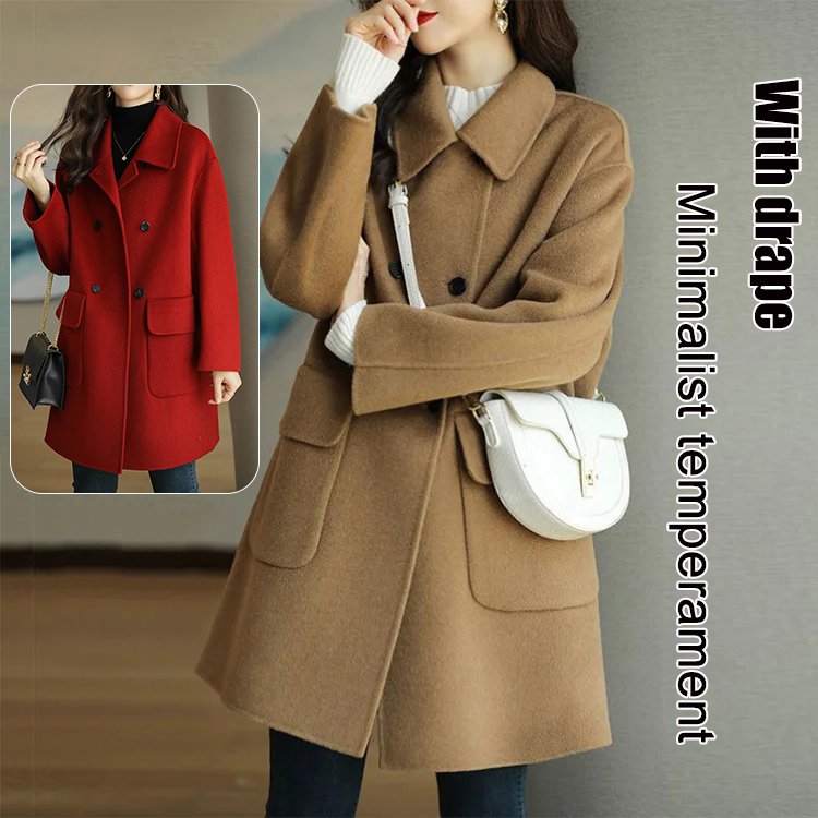 🌈🩰 ( 40-100KG ) Ostatni dzień, 49% zniżki: Nowy dwustronny płaszcz z wełny kaszmirowej