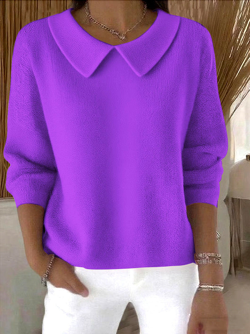 Cómoda camiseta de manga larga con cuello en V para otoño e invierno.