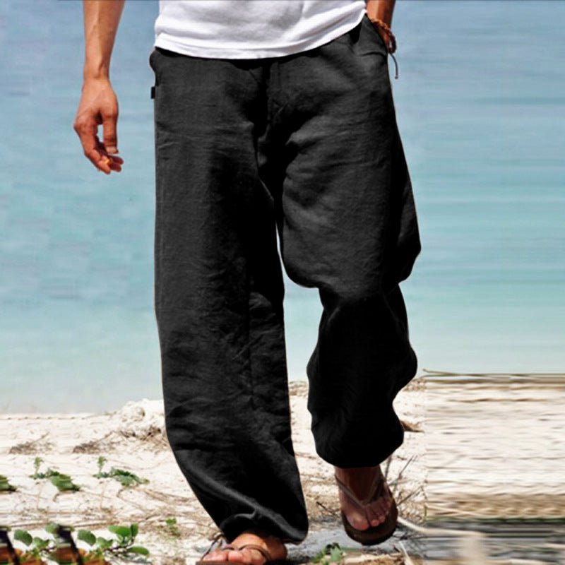 👖🕺【45% popusta 🔥】【S–5XL】😍 Ljetne muške ravne hlače širokih nogavica u velikim veličinama, jednobojne, s vezicom u struku, ležerne i prozračne, 8 boja