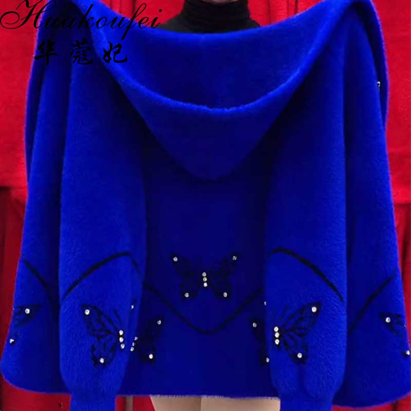 ❄【M-4XL】2025 nowe damskie zimowe bluzy z kapturem, Modny i szlachetny haft z aksamitnych norek, grubszy i cieplejszy