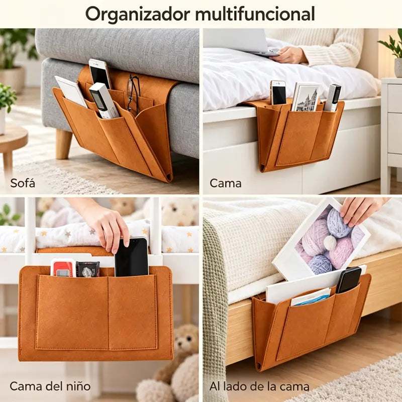 Compra 1 y llévate 1 gratis🛏️✨ Organizador Colgante para Cama de Fieltro | Bolsa de Almacenamiento Extra Resistente sin Taladro para Dormitorio