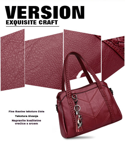 👜💟【50% POPUSTA】Mekana kožna torba, ručna torba, velikog kapaciteta, tri pretinca, vodootporna i otporna na ogrebotine