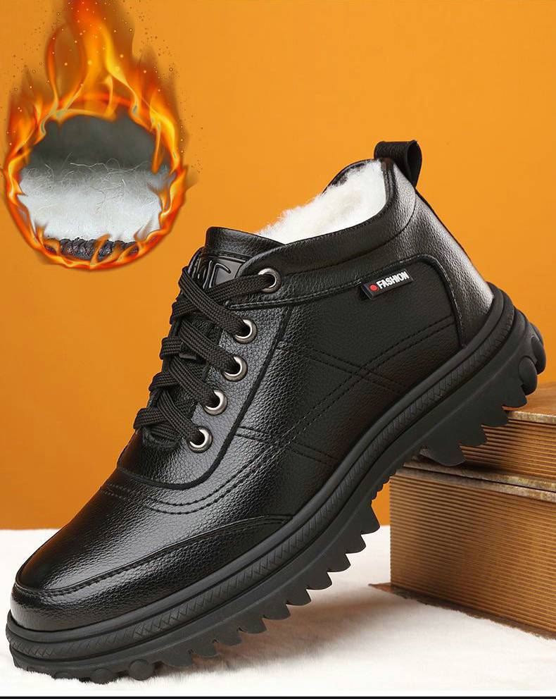 🔥💥Oferta ograniczona czasowo🔥[39-44] Zimowe, pogrubione, puszyste, ciepłe męskie skórzane buty na grubej podeszwie