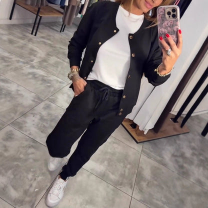 🧥🌙 Cómodo y con estilo, ofrece un confort excepcional: ¡ya está disponible este conjunto de sudadera y chaqueta de estilo casual 💃【Parte superior + Pantalones】