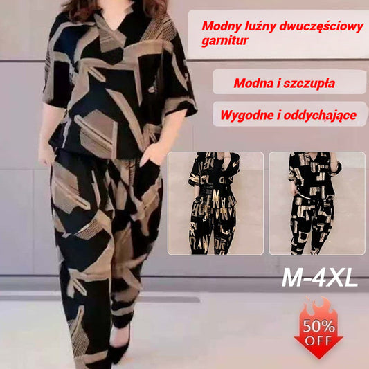 🔥【Top + Spodnie】🔥[M-4XL]2025 letni garnitur, nowy styl, swobodny, luźny, harem, spodnie, dwuczęściowy