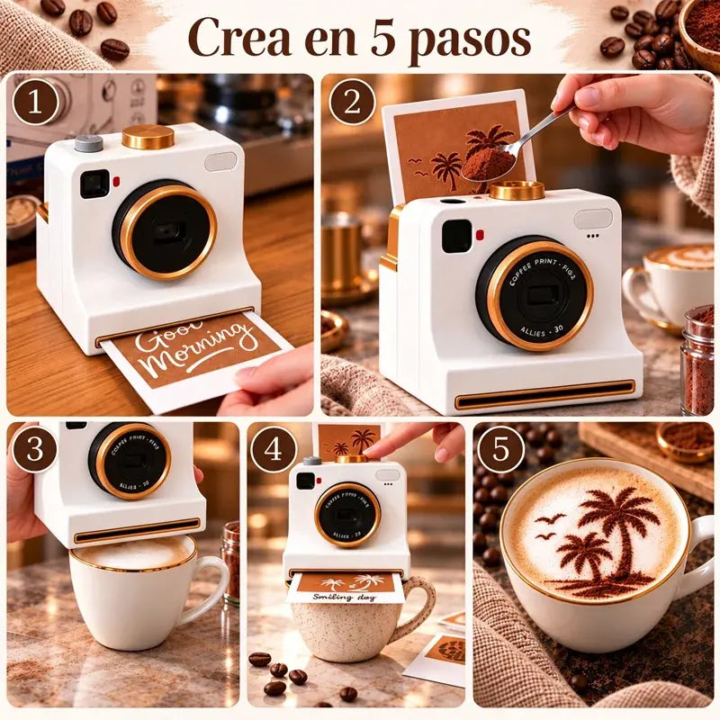 ☕ Cámara para arte en café (Latte Art) | Decorador creativo de café – Impresora de diseños sobre la superficie del café con un solo toque