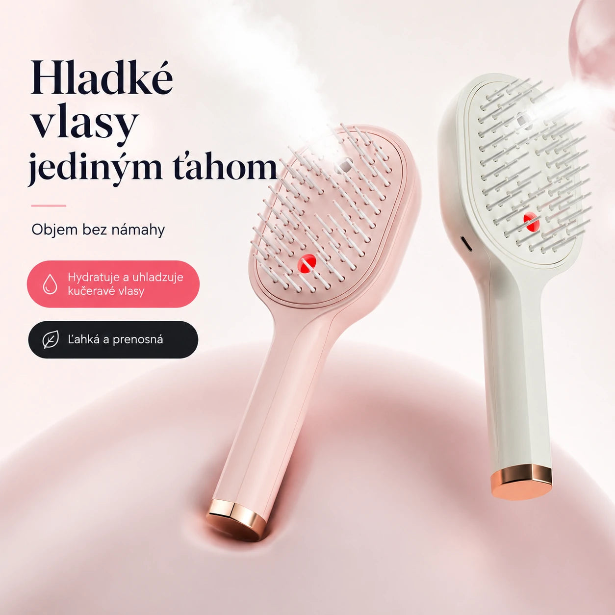 💖💨 Hrebeň s funkciou rozprašovania jedným tlačidlom, ktorý účinne pomáha predchádzať zamotávaniu vlasov.