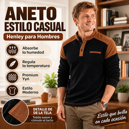 👕【S-3XL】Sudadera de cuello alto para hombre con tejido de textura tipo gofre✨🧥