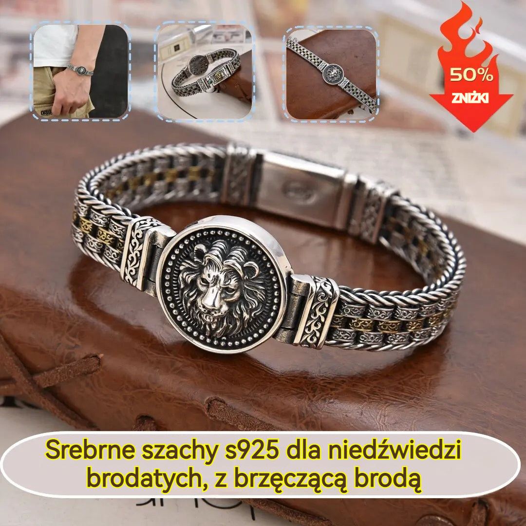 🔥🎁Bransoletka męska ze srebra S925 ze skręconymi koralikami