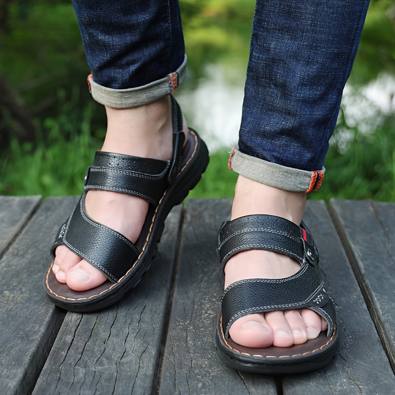 🌴👞【50% de descuento 🔥】Sandalias de verano para hombre de cuero genuino con doble uso