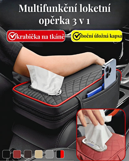 🚗Multifunkční loketní opěrka do auta z pravé kůže 3 v 1