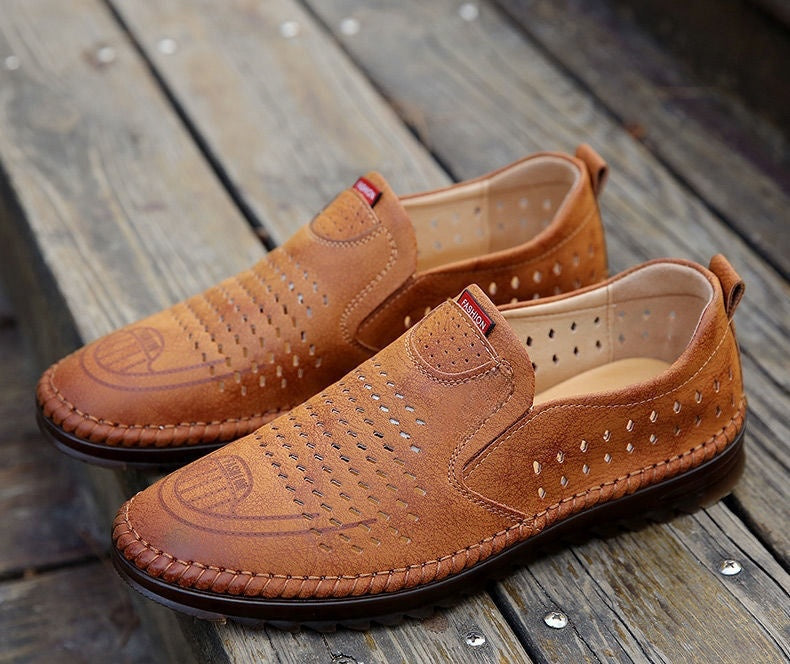 👞【39-44】Nove ljetne muške ležerne sandale od prozračne kože s izdubljenim dijelom 👍Podržano plaćanje pouzećem