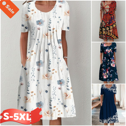 💗【S-5XL】Modna midi haljina s cvjetnim printom, izuzetan cvjetni uzorak, ✅Bogat i elegantan temperament, ✅Pogodna za dnevnu i party odjeću
