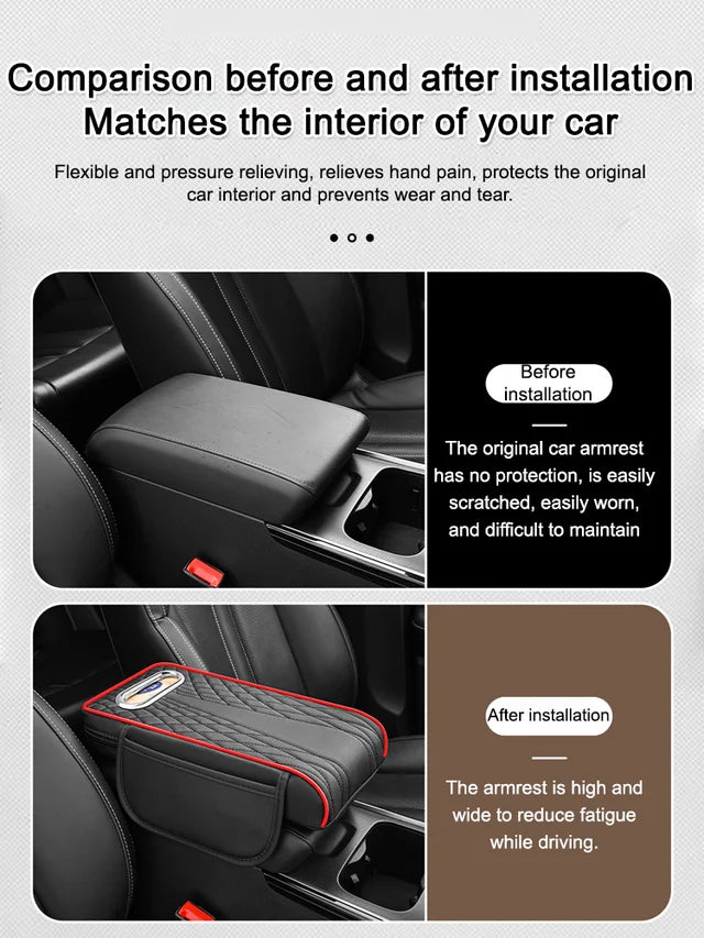 🚗Multifunkční loketní opěrka do auta z pravé kůže 3 v 1