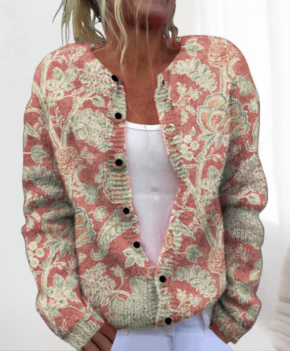 💥【M-4XL】Modny i ciepły damski kardigan dzianinowy z nadrukiem na jesień i zimę