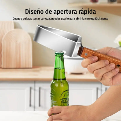 🔥Compra 1 y llévate 1 gratis 🍉Cortador de sandía multifuncional de acero inoxidable — diseño triangular con función para abrir tapas de botellas✂️