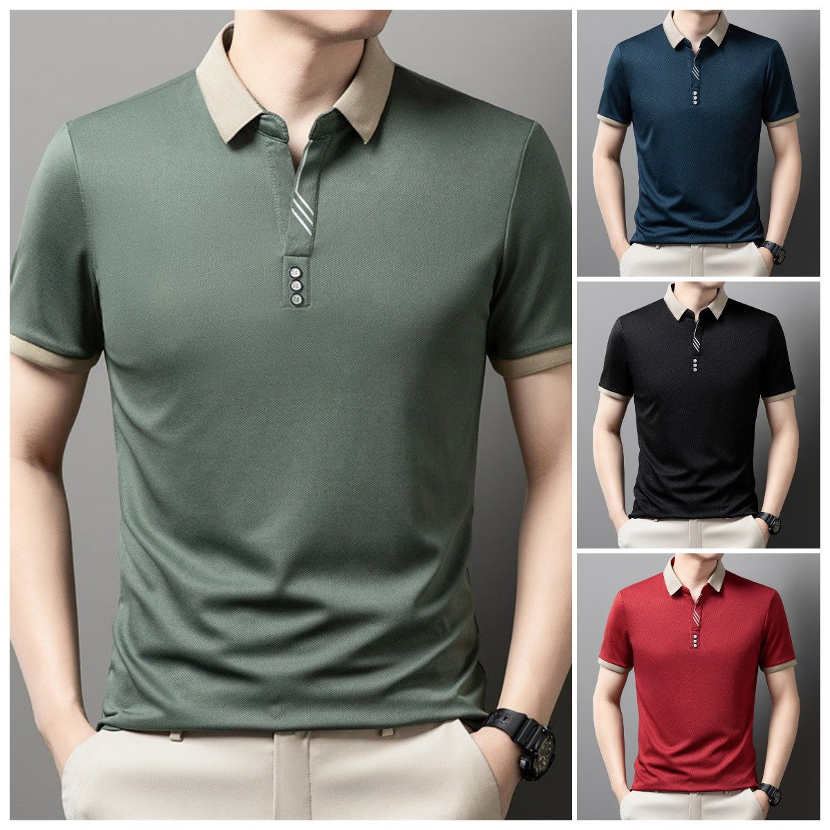 👔【M-4XL】Nova muška ležerna jednobojna poslovna majica kratkih rukava/polo majica s reverom, prozračna, iz 2026.