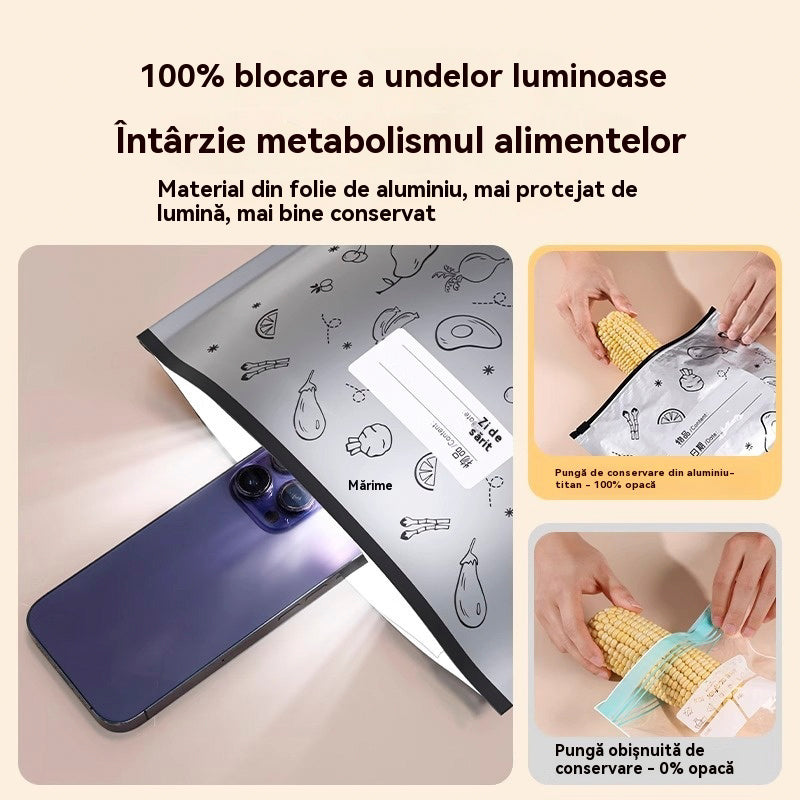 🥩【30/60/90 bucăți】Pungă sigilată din folie de aluminiu cu fermoar, pentru păstrarea prospețimii, pentru uz casnic la frigider de calitate alimentară